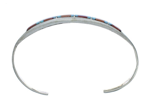 Navajo Multicolor Inlay Sterling Silver Cuff Bracelet NX11603